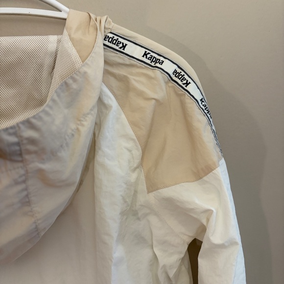 Kappa Pull Over Half Zip 2 Tone Cream & Tan Hooded Jacket - Picture 10 of 11